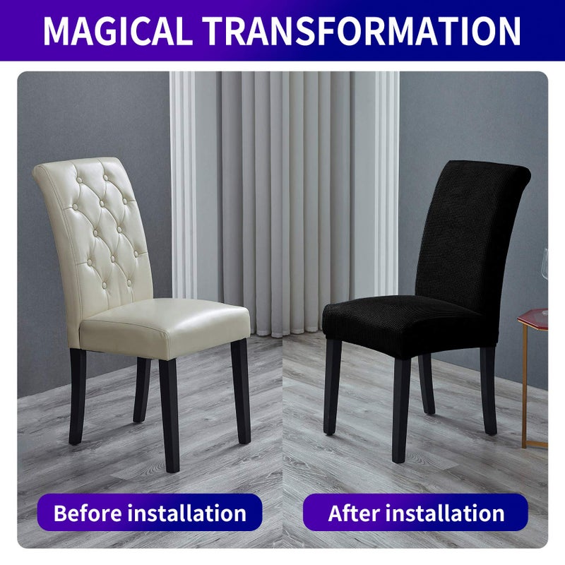 Howhic Stretch Chair Covers for Dining Room Set of 6, Removable Washable Dining Room Chair Covers, Dining Chair Slipcovers Seat Protector, Great for Home Upholstery and Banquet (Black, 6 Pack) - Image 5
